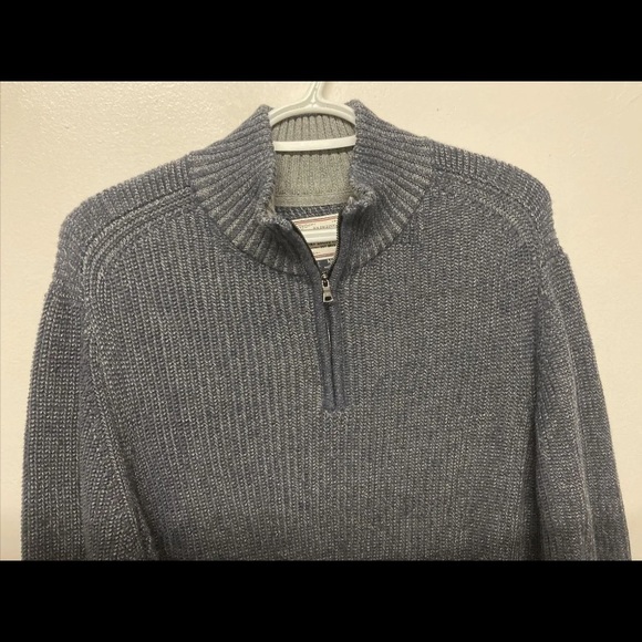 Flag & Anthem Mens 1/4 Zip Winter Sweater Pullover Medium Navy Blue Long Sleeve - Picture 5 of 15